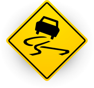 yellow car swerve sign 