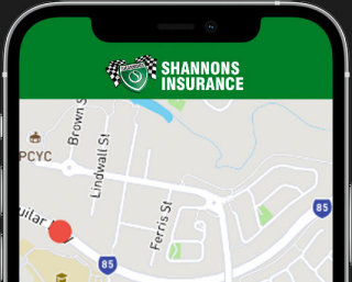 Shannons Insurance app showing map